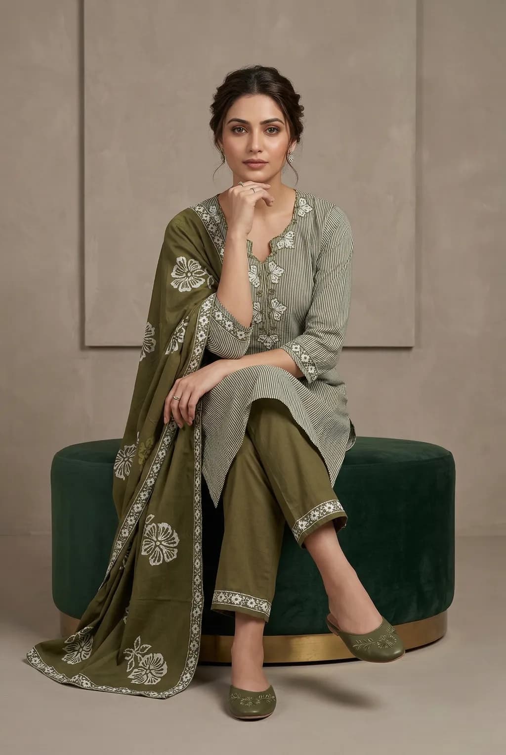AI-generated fashion model wearing designer clothing - Modelfy studio shoot 2