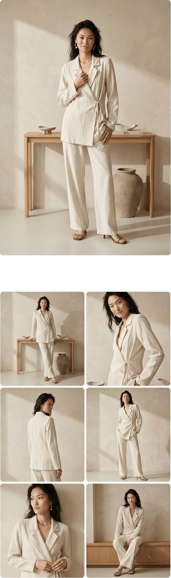 Modelfy AI mobile interface - Generates front, back, and side views of clothes on realistic virtual fashion models
